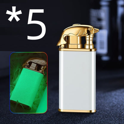 Blue Flame Lighter Dolphin Dragon Tiger Double Fire Metal Windproof Lighter Inflatable Lighter