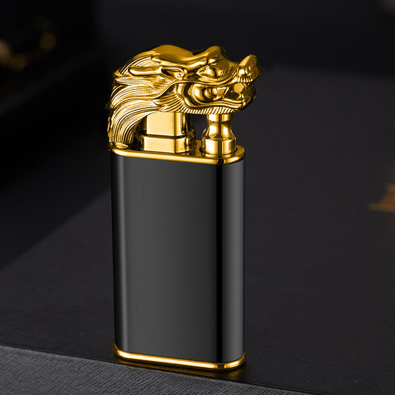 Blue Flame Lighter Dolphin Dragon Tiger Double Fire Metal Windproof Lighter Inflatable Lighter