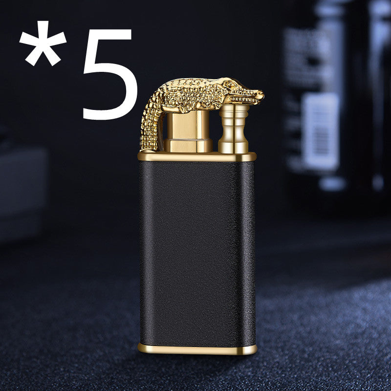 Blue Flame Lighter Dolphin Dragon Tiger Double Fire Metal Windproof Lighter Inflatable Lighter
