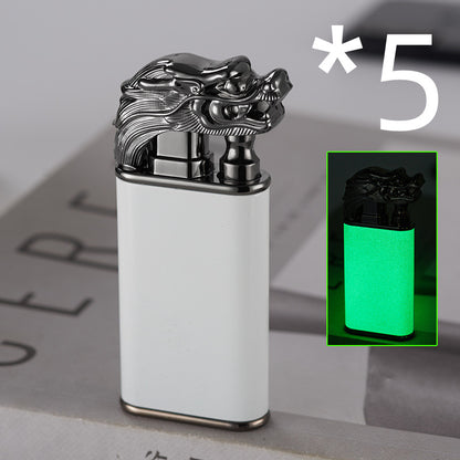 Blue Flame Lighter Dolphin Dragon Tiger Double Fire Metal Windproof Lighter Inflatable Lighter