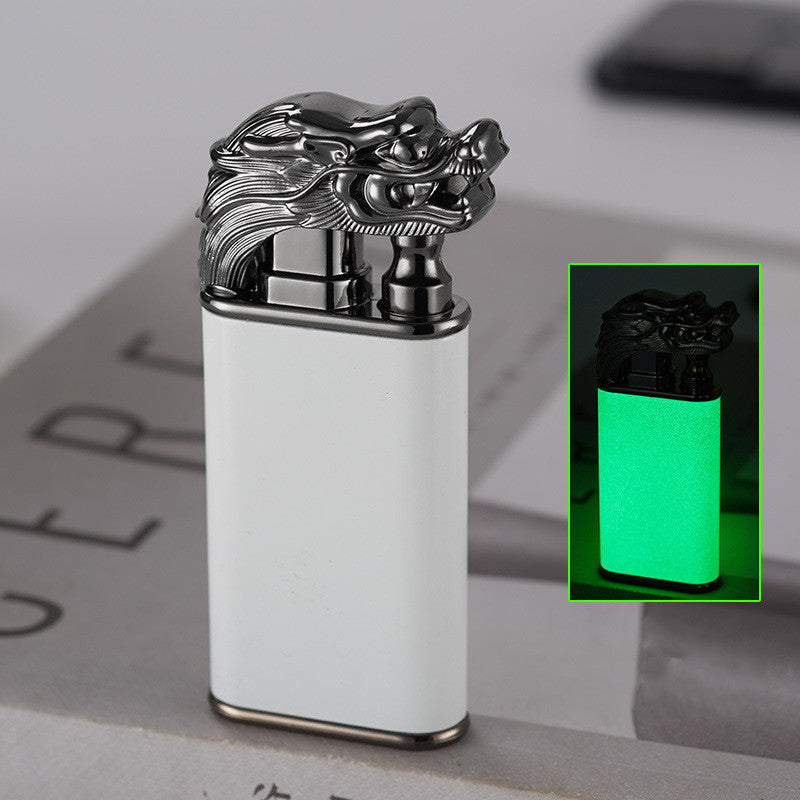 Blue Flame Lighter Dolphin Dragon Tiger Double Fire Metal Windproof Lighter Inflatable Lighter