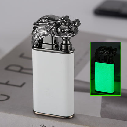 Blue Flame Lighter Dolphin Dragon Tiger Double Fire Metal Windproof Lighter Inflatable Lighter