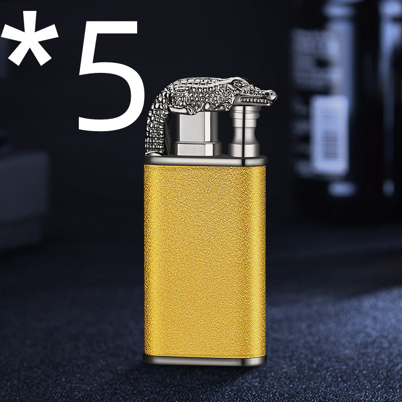 Blue Flame Lighter Dolphin Dragon Tiger Double Fire Metal Windproof Lighter Inflatable Lighter