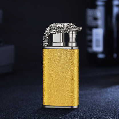 Blue Flame Lighter Dolphin Dragon Tiger Double Fire Metal Windproof Lighter Inflatable Lighter