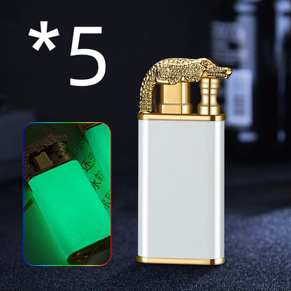 Blue Flame Lighter Dolphin Dragon Tiger Double Fire Metal Windproof Lighter Inflatable Lighter