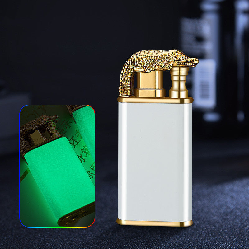 Blue Flame Lighter Dolphin Dragon Tiger Double Fire Metal Windproof Lighter Inflatable Lighter