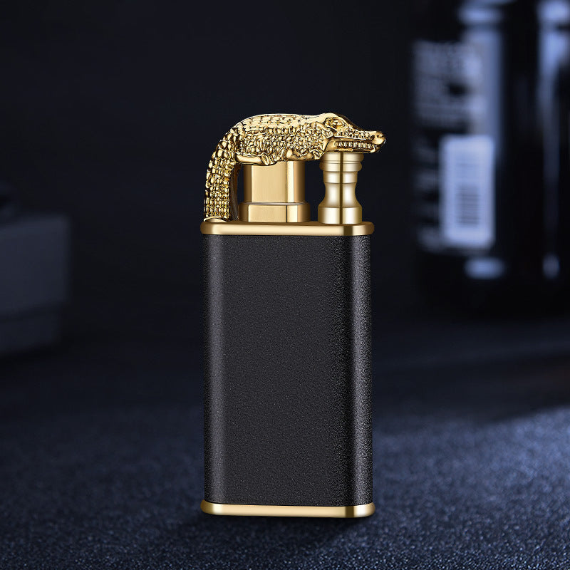 Blue Flame Lighter Dolphin Dragon Tiger Double Fire Metal Windproof Lighter Inflatable Lighter