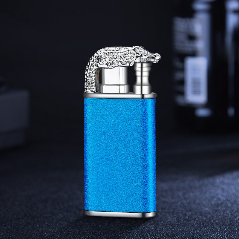 Blue Flame Lighter Dolphin Dragon Tiger Double Fire Metal Windproof Lighter Inflatable Lighter