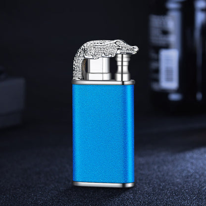 Blue Flame Lighter Dolphin Dragon Tiger Double Fire Metal Windproof Lighter Inflatable Lighter