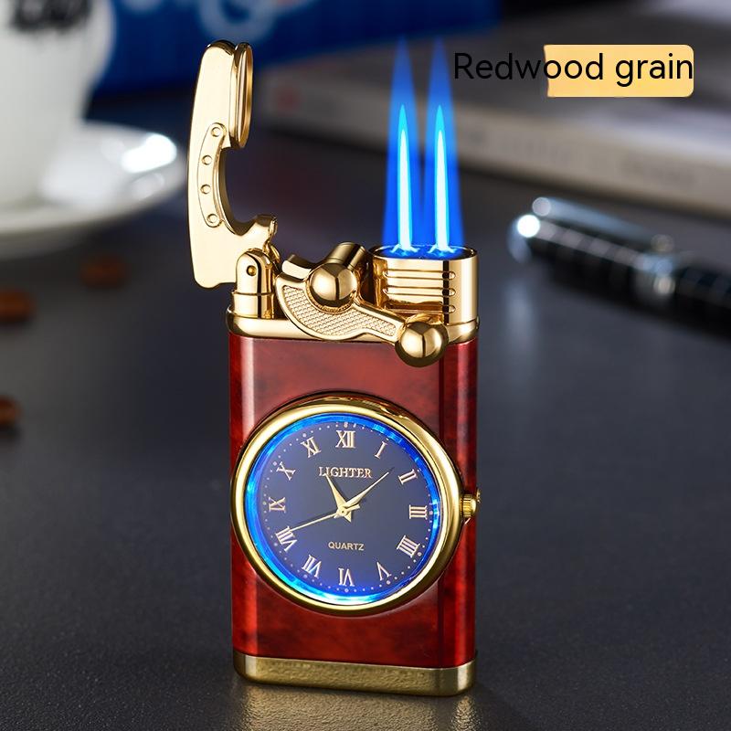 Electric Blue Flame Windproof lighter with built in watch