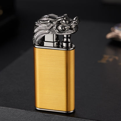 Blue Flame Lighter Dolphin Dragon Tiger Double Fire Metal Windproof Lighter Inflatable Lighter